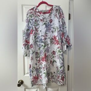 Floral Lace-Up Tunic Dress